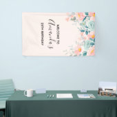 Roze en groene Floral Border Spandoek (Beurs)