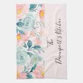 Roze en groene Floral Border Theedoek (Verticaal)