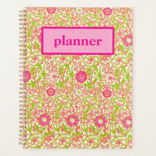 Roze en groene Floral Planner (Voorkant)