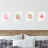Roze en groene galerij Wall Boho Trendy Gallery Muurkunst Sets (Slaapkamer)