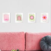 Roze en groene galerij Wall Boho Trendy Gallery Muurkunst Sets (Woonkamer)