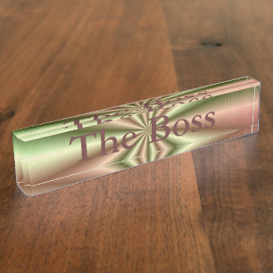 Roze en groene gepantserde zachtdesk naambordje