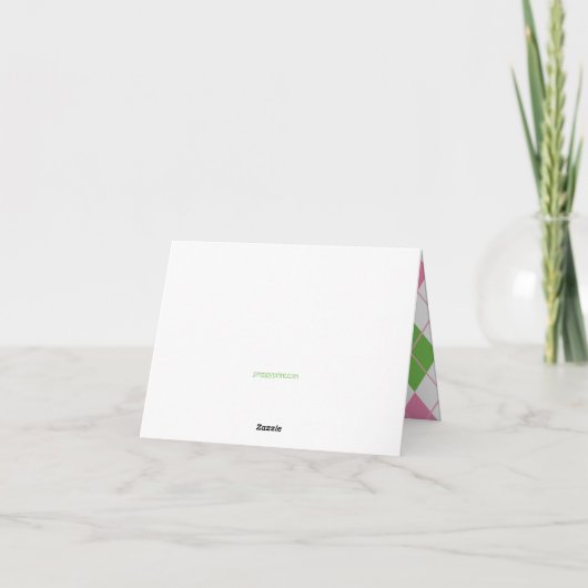 Roze en groene gepersonaliseerde gevouwen notitiek bedankkaart (Achterkant)