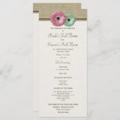 Roze en groene Gerbera Daisy Wedding Program Programma (Voorkant / Achterkant)