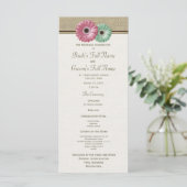 Roze en groene Gerbera Daisy Wedding Program Programma (Staand voorkant)