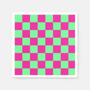 Roze en groene geruite print servet