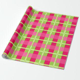 Roze en Groene Gingham Pattern Cadeaupapier