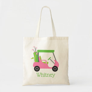 Roze en Groene Golf Cart persoonlijke Canvas tas