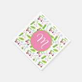 Roze en Groene Golf gepersonaliseerde Monogrammen Servet (Hoek)