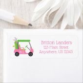 Roze en Groene Golf Return Address Labels (Insitu)