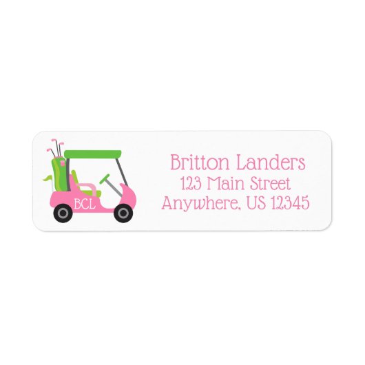 Roze en Groene Golf Return Address Labels (Voorkant)