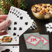 Roze en groene harten Patroon en Uw Initialen Pokerkaarten (Insitu)