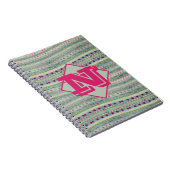 Roze en groene harten Patroon en uw monogram Notitieboek (Rechterzijde)