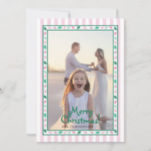 Roze en groene hulstblaadjes rand familie foto