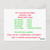 Roze en Groene Kat en Hond Huisdier Zittend Briefkaart (Achterkant)