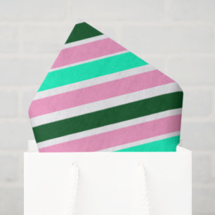 Roze en groene kerst snoep strepen  tissuepapier