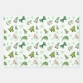 Roze en Groene Kerst Vakantie Verpakking Papier Inpakpapier Vel (Voorkant 2)