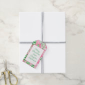 Roze en groene kerstbomen cadeaulabel (Met Touw)