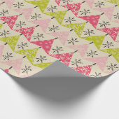 Roze en groene kerstbomen cadeaupapier (Hoek)