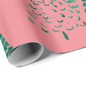 Roze en groene kerstbomen cadeaupapier (Rol Hoek)