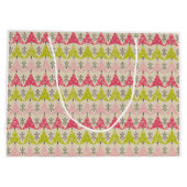 Roze en groene kerstbomen groot cadeauzakje (Achterkant)