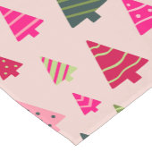 Roze en groene kerstbomen korte tafelloper (Hoek)