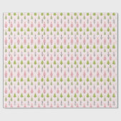 Roze en Groene Kerstbomen Roze Kerstmis Cadeaupapier (Vlak)