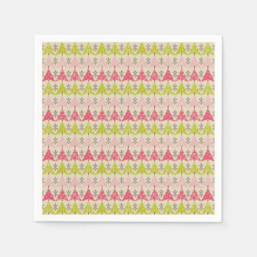 Roze en groene kerstbomen servet (Voorkant)