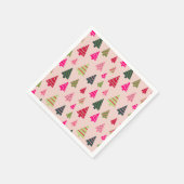 Roze en groene kerstbomen servet (Hoek)