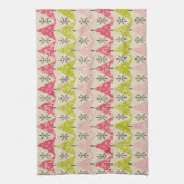 Roze en groene kerstbomen. theedoek (Verticaal)