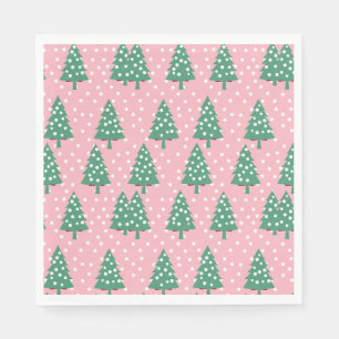 Roze en groene kerstboom servet