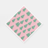 Roze en groene kerstboom servet (Hoek)