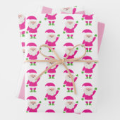 Roze en groene kerstcadeaupapier voor kerstontstek inpakpapier vel (In situ)
