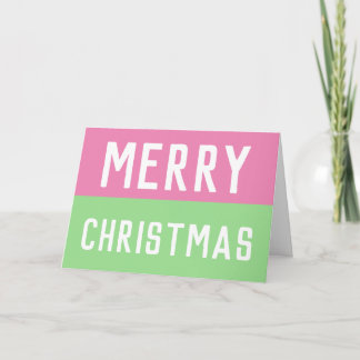 Roze en Groene Kerstmis Kaart