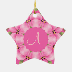 Roze en groene kerstversiering keramisch ornament