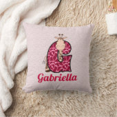 Roze en groene kikkervismonogram G van het Kind Kussen (Deken)