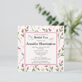 Roze en Groene Lange Stamboom Wildbloemen Bruidsth Kaart (Staand voorkant)