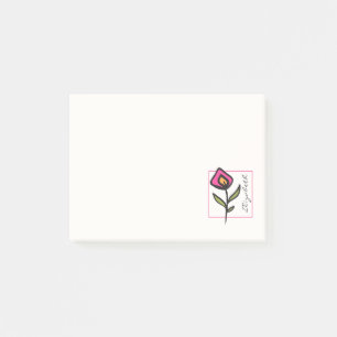 Roze en groene langlevende wilde bloemen, op maat  post-it® notes