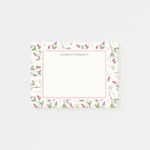 Roze en groene langlevende wilde bloemen post-it® notes