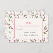 Roze en groene langlevende wilde bloemen RSVP (Voorkant / Achterkant)