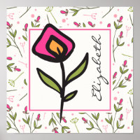 Roze en groene langstelige wilde bloemen Persoonli