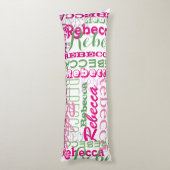 Roze en Groene Leuke Naam Collage Allover Patroon Lichaamskussen (Achterkant (Verticaal))