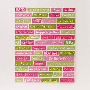 Roze en groene liefdesbrieven legpuzzel
