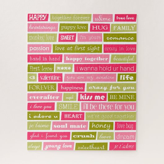 Roze en groene liefdesbrieven legpuzzel (Verticaal)