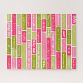 Roze en groene liefdesbrieven legpuzzel (Horizontaal)