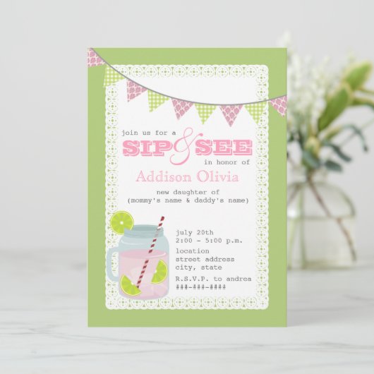 Roze en groene limonade & Limoen Sip en zie Kaart (Staand voorkant)