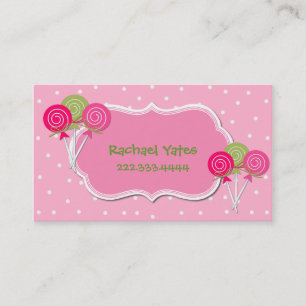 Roze en groene Lollypops Play Date Card Contactkaartje