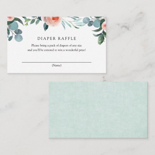 Roze en groene luier Raffle insert kaart (Voorkant / Achterkant)