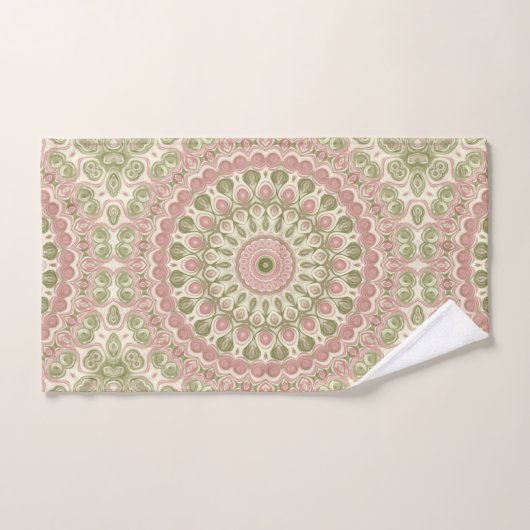 Roze en groene mandala patroon ontwerp bad handdoek (Handdoek)