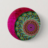 Roze en groene Mandala Pin Button (Voorkant)